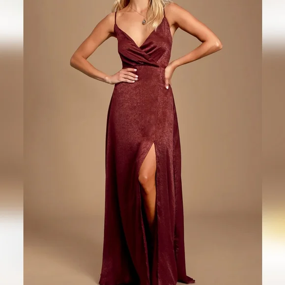 Lulus | Dresses | Constantine Burgundy Satin Maxi Dress | Poshmark Lulus | Dresses | Constantine Burgundy Satin Maxi Dress | Poshmark